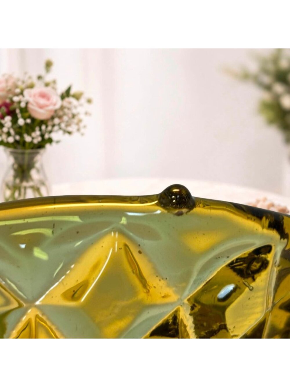 Vintage Indiana Glass Olive Green Diamond Point Handled Basket 7 inches MCM - Picture 5 of 10